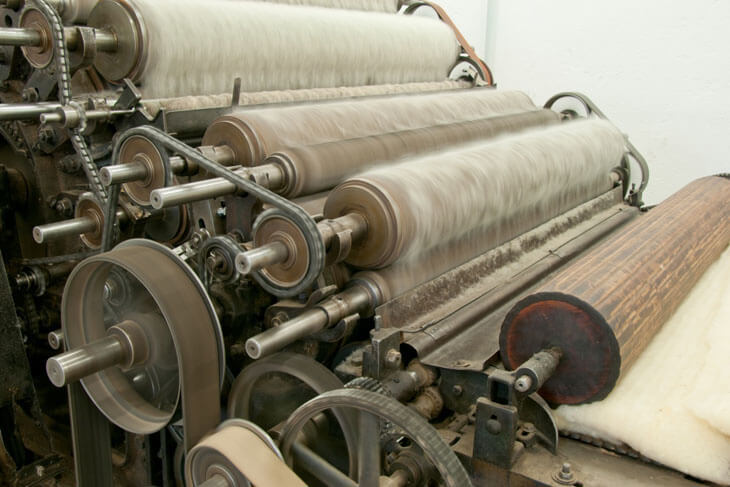Maschine zur Wollverarbeitung bei der Manufaktur Haslach